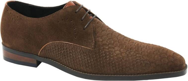 Van Lier Bregenz suède veterschoenen bruin
