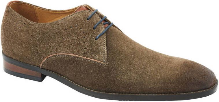 Van Lier Bregenz suède veterschoenen cognac