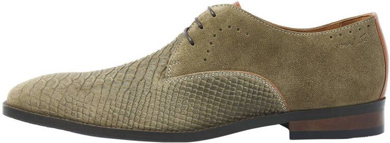 Van Lier Bregenz suède veterschoenen grijsgroen
