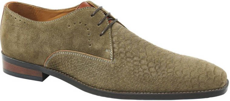 Van Lier Bregenz suède veterschoenen grijsgroen