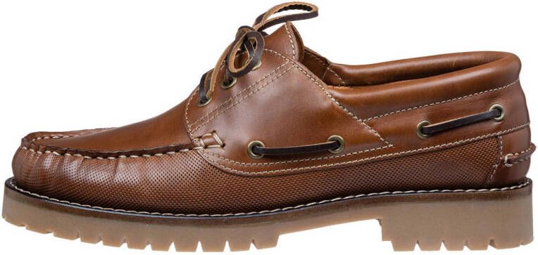 Van Lier leren bootschoenen bruin cognac