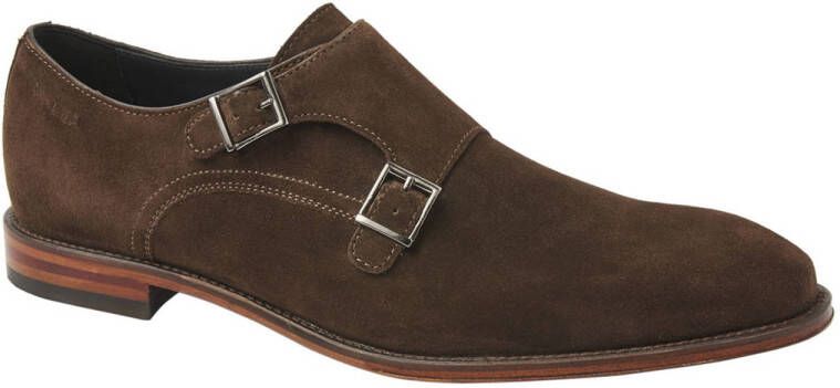 Van Lier Madison suède gespschoenen bruin