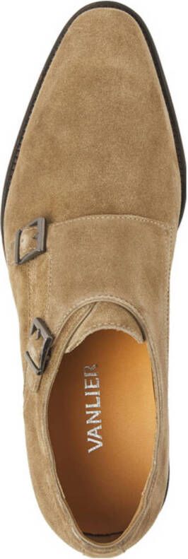 Van Lier Madison suède gespschoenen taupe