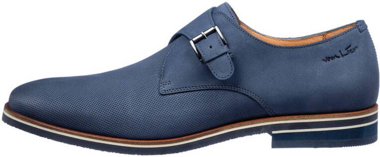 Van Lier nubuck gespschoenen blauw