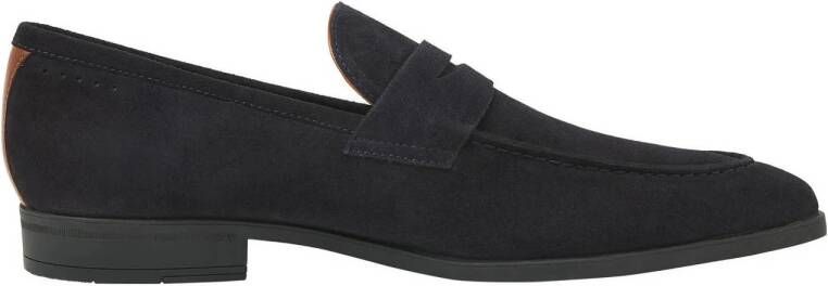 Van Lier Portofino suède loafers donkerblauw