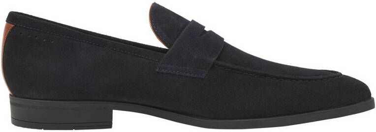 Van Lier Portofino suède loafers donkerblauw