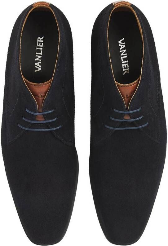 Van Lier Portofino suède veterschoenen donkerblauw