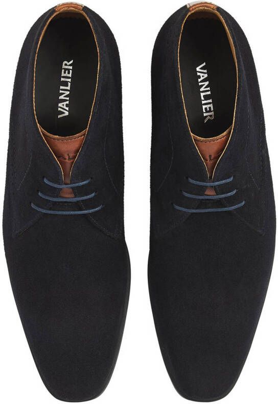 Van Lier Portofino suède veterschoenen donkerblauw