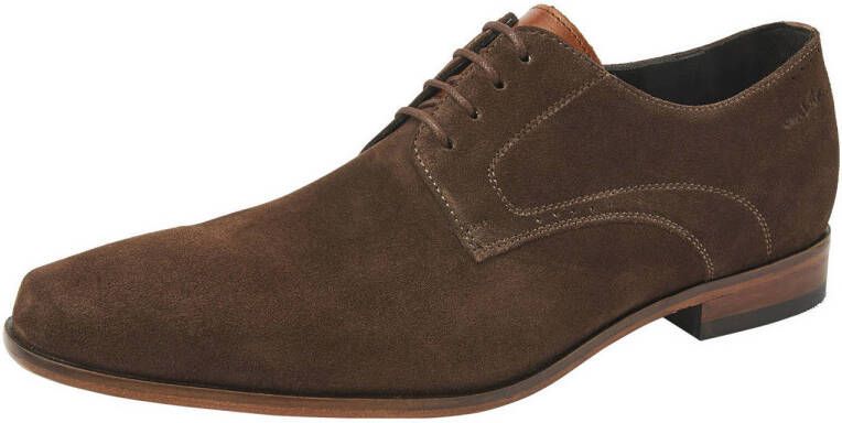 Van Lier Rhodes suède veterschoenen bruin
