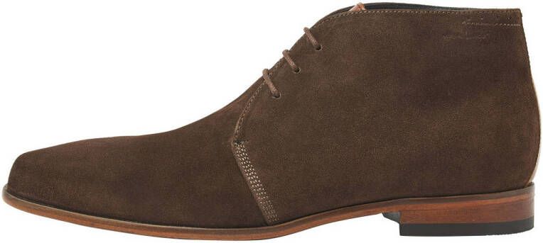 Van Lier Rhodes suède veterschoenen bruin