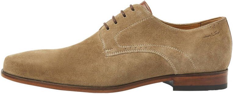 Van Lier Rhodes suède veterschoenen taupe