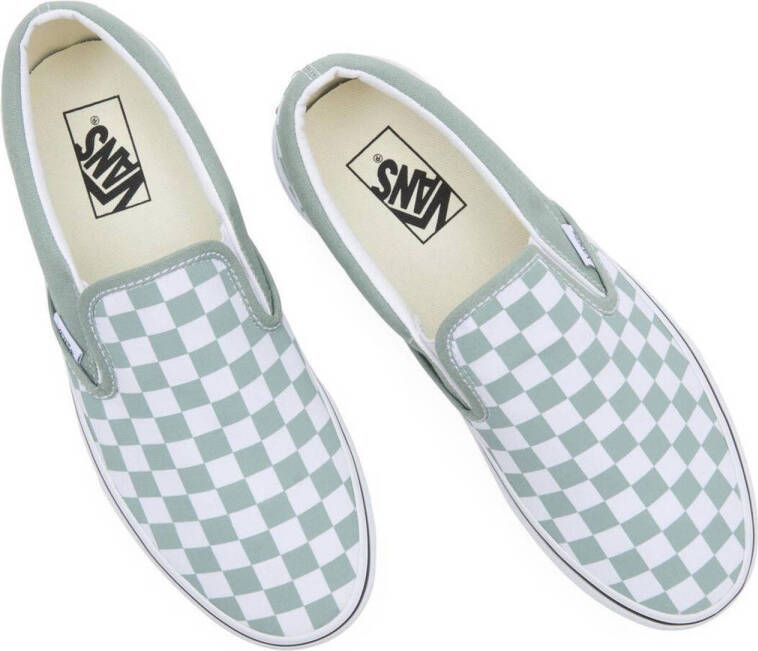 VANS Classic Slip-On Color Theory Checkerboard instappers lichtgroen wit