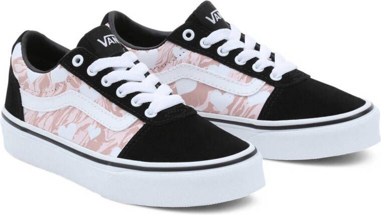 VANS Ward Marble Hearts sneakers roze zwart wit