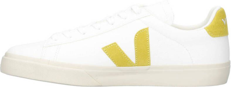 Veja Campo leren sneakers wit geel