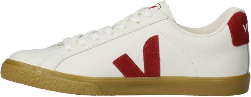Veja Esplar Logo leren sneakers wit rood