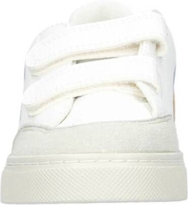 Veja SMALL V-12 leren sneakers wit lichtblauw goud