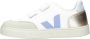 Veja SMALL V-12 leren sneakers wit lichtblauw goud - Thumbnail 3