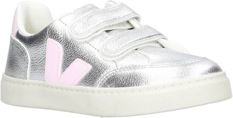Veja SMALL V-12 leren sneakers zilver