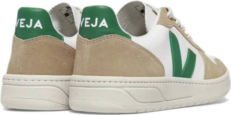 Veja V-10 leren sneakers beige wit groen