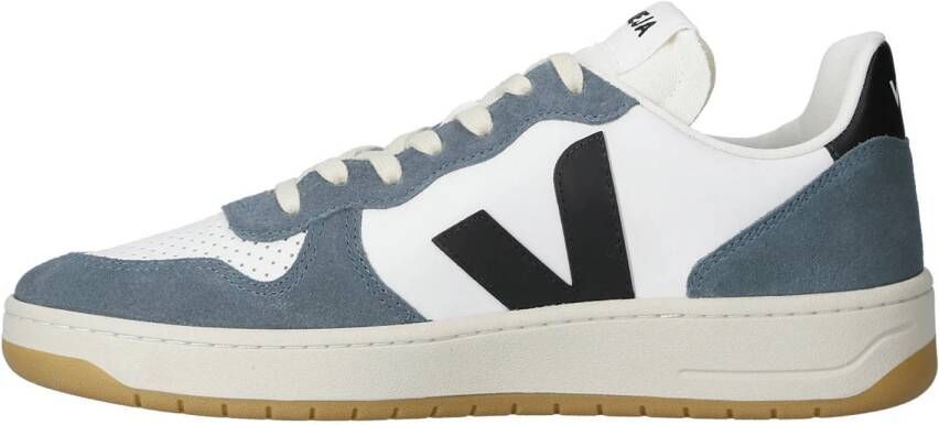 Veja V-10 leren sneakers blauw wit