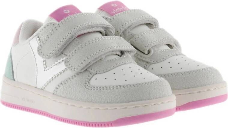 Victoria Tiempo Tiras Serraje Cra leren sneakers wit roze