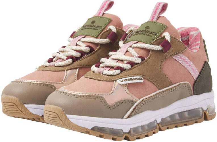 Vingino Ariana leren sneakers kaki multi