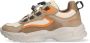 Vingino VIN825184-708 Jongens Lage Sneakers Bruin Zwart Oranje Nubuck Veters - Thumbnail 4