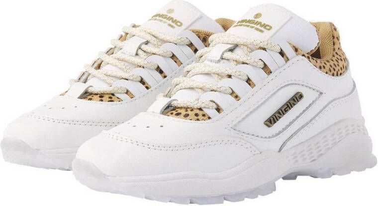 Vingino Fenna leren sneakers met panterprint wit