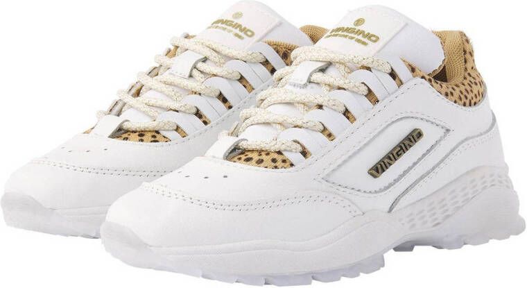 Vingino Fenna leren sneakers met panterprint wit