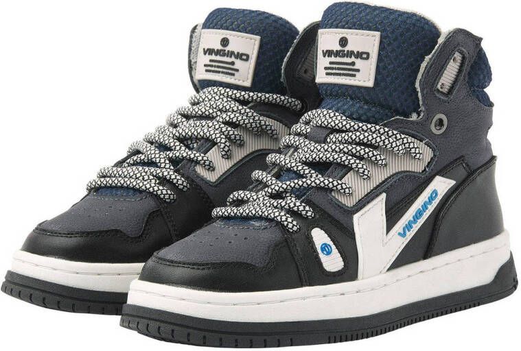 Vingino Joshua mid leren sneakers blauw