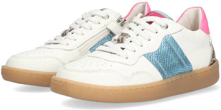 Vingino leren sneakers wit blauw roze