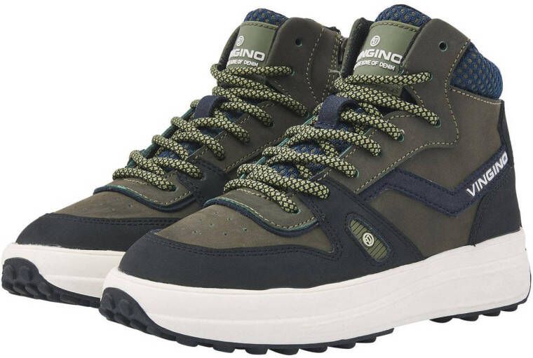 Vingino Max Mid leren sneakers groen blauw