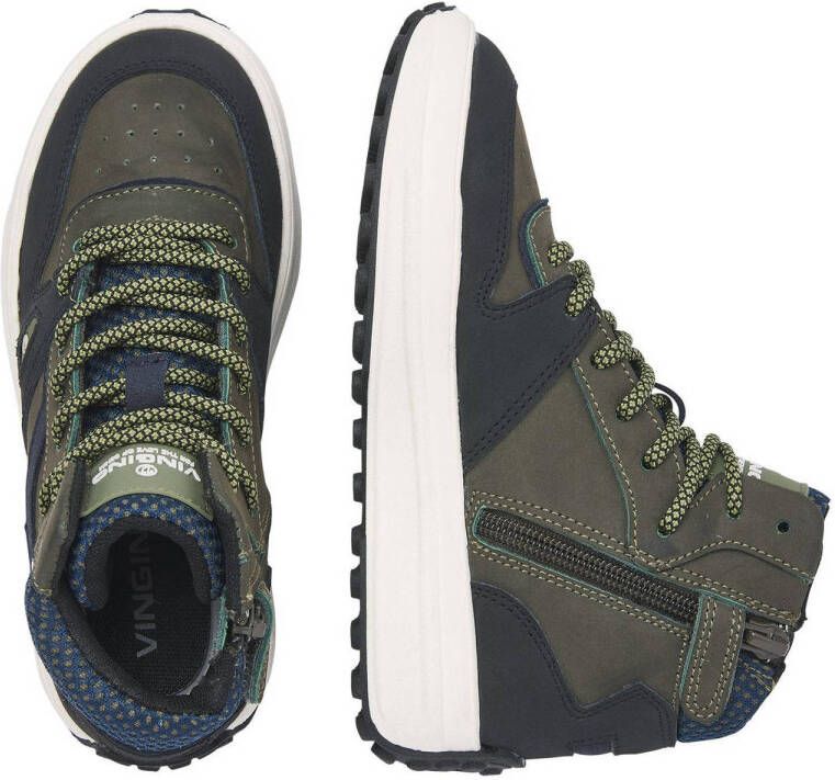 Vingino Max Mid leren sneakers groen blauw