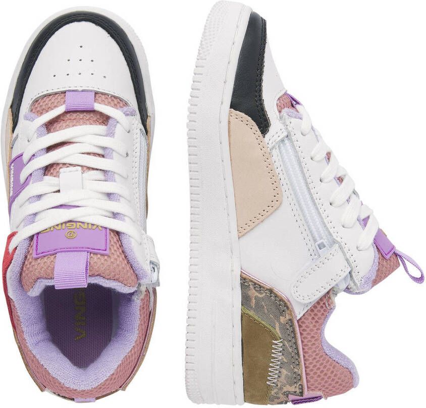 Vingino Milou leren sneakers wit roze