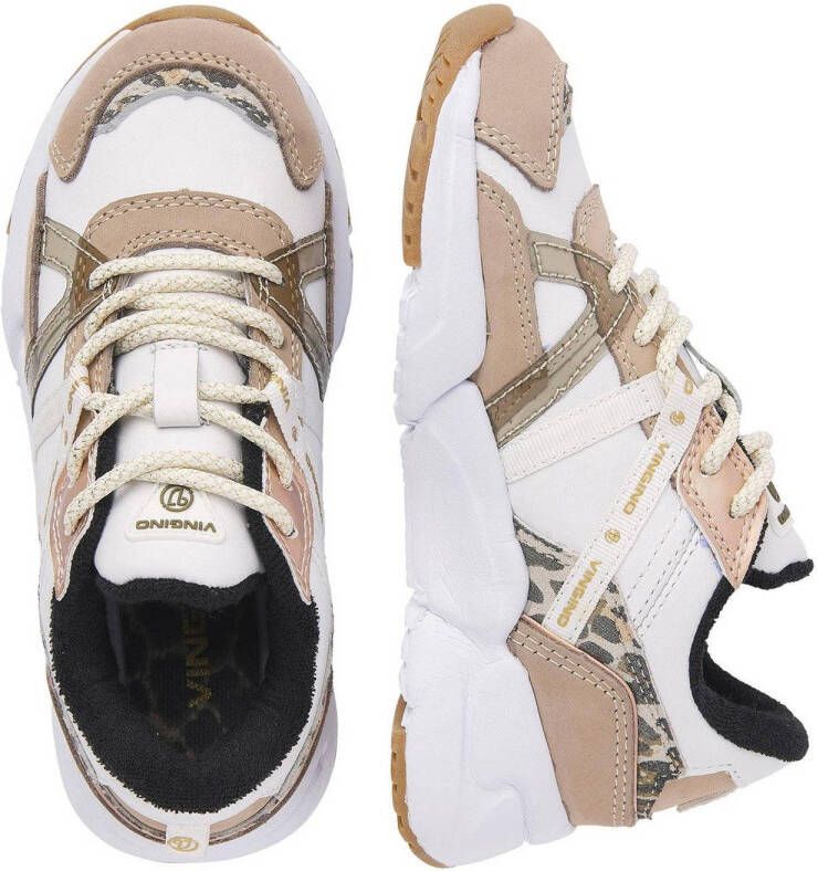 Vingino Odilia leren sneakers beige wit