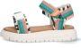 Vingino VIN825405-528 Meisjes Platte Sandalen Blauw Leer Klittenband - Thumbnail 4