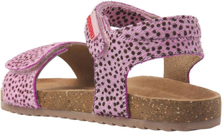 Vingino Tavi leren sandalen met dierenprint lichtroze