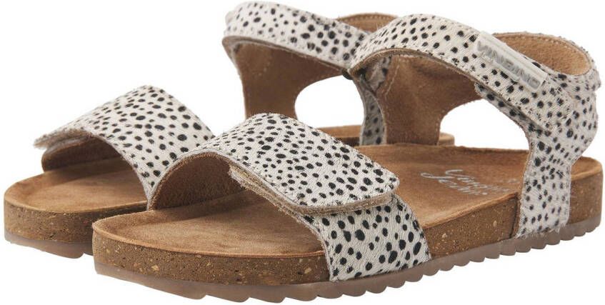 Vingino Tavi leren sandalen met dierenprint wit zwart