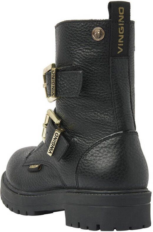 Vingino Velia leren bikerboots zwart