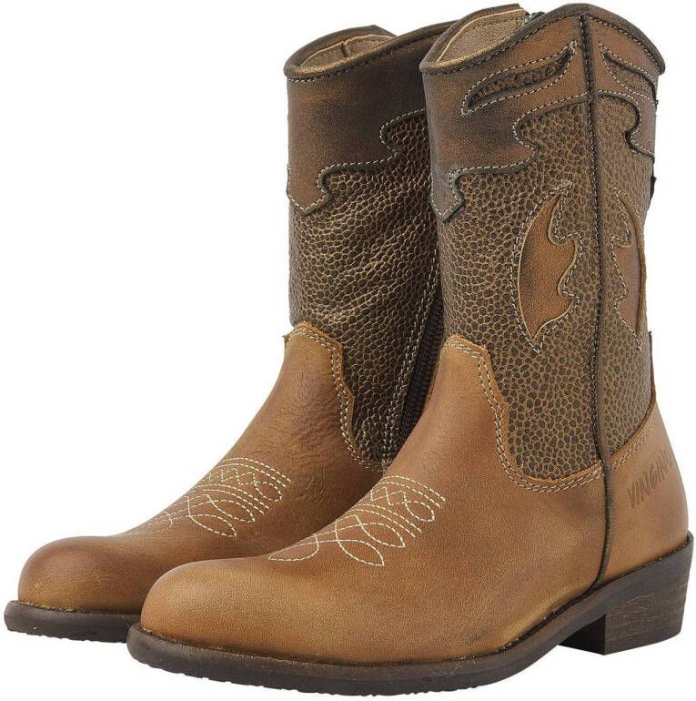 VINGINO Vera Xhi leren cowboylaarzen cognac Bruin Meisjes Leer Meerkleurig 28