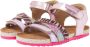 Vingino Vikki leren sandalen met dierenprint roze - Thumbnail 1