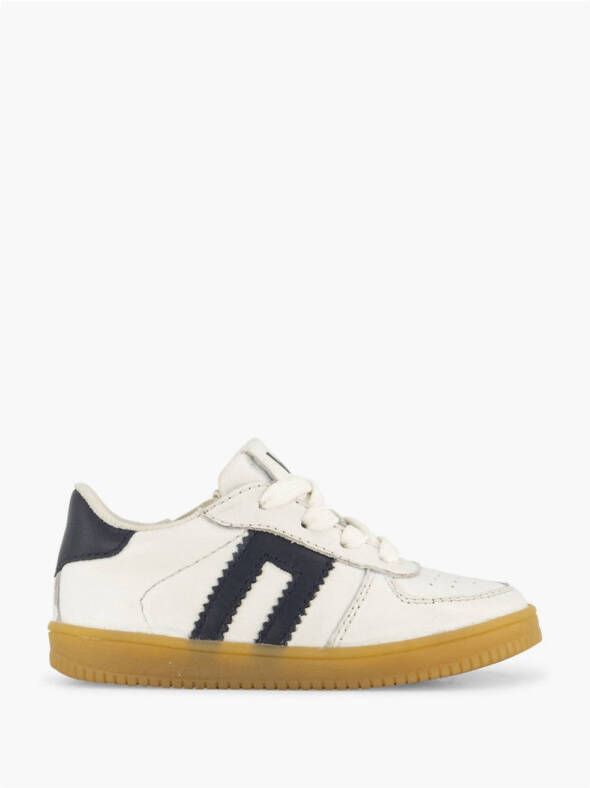 Vty leren sneakers wit donkerblauw