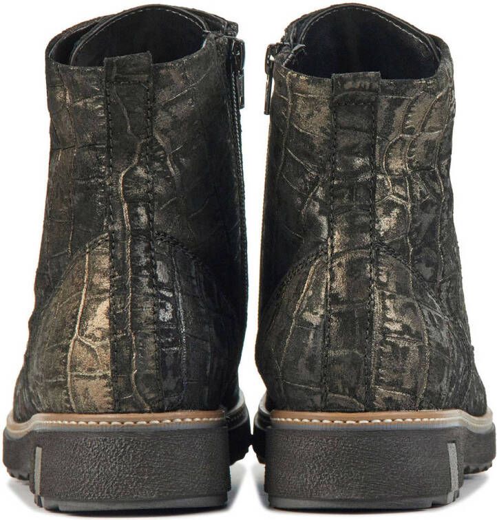 Waldlaufer 683801 leren veterboots met crocoprint brons