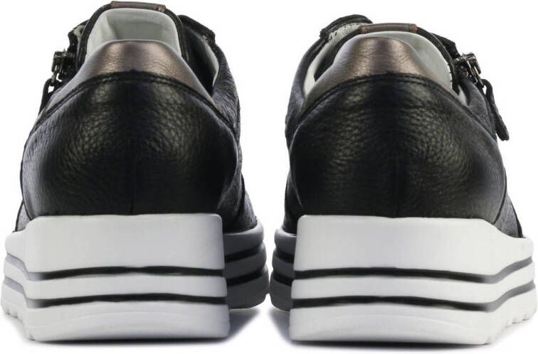 Waldlaufer 758009 comfort leren sneakers zwart zilver