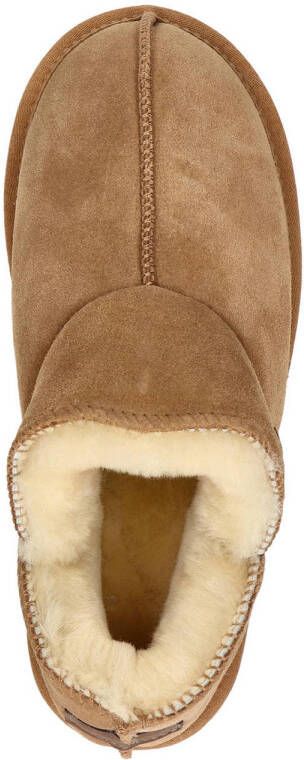 Warmbat Australia Willow Plateau suède pantoffels cognac