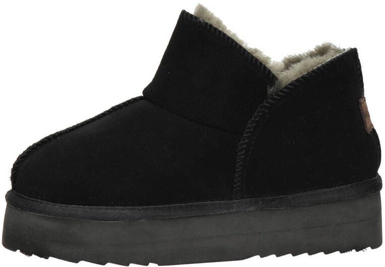 Warmbat Australia Willow Plateau suède pantoffels zwart