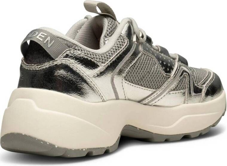 Woden chunky leren sneakers zilver