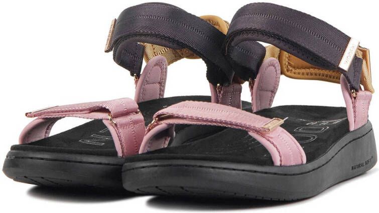 Woden Line sandalen zwart roze