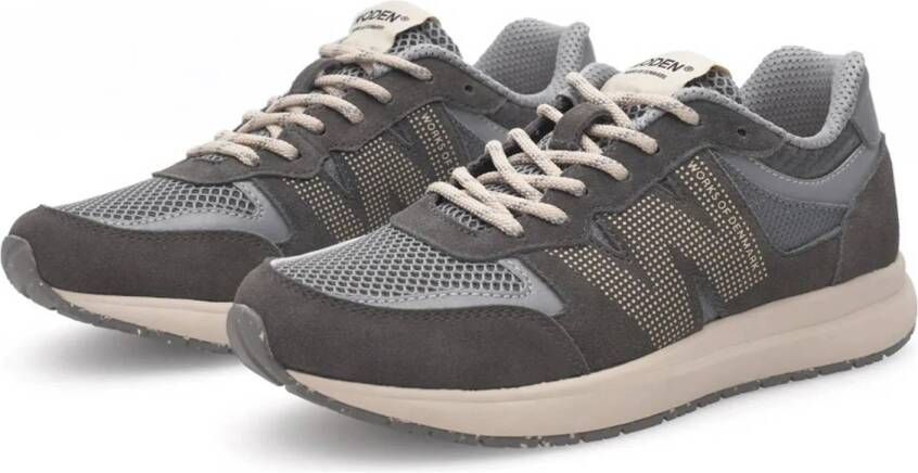 Woden Rigmor Open Mesh suède sneakers donkergrijs
