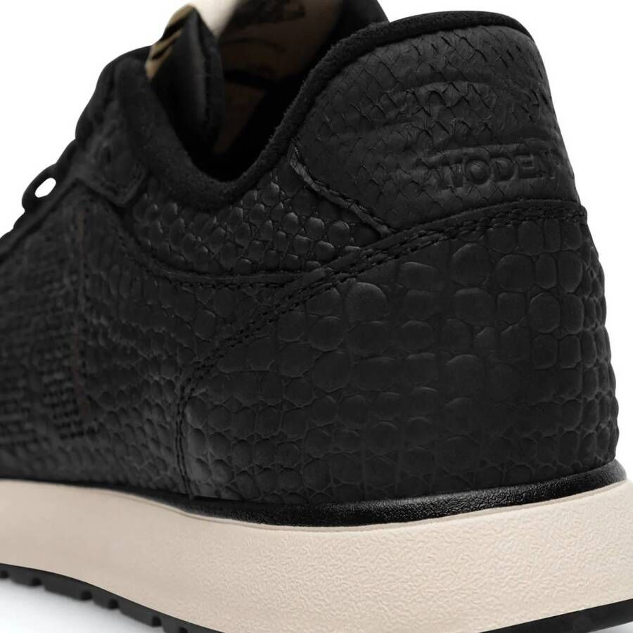 Woden Ronja Croco leren sneakers met crocoprint zwart